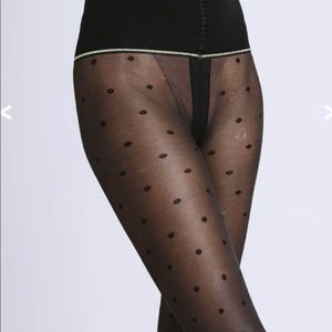NWT- Sheertex Polka Black Dot Sheer Tights